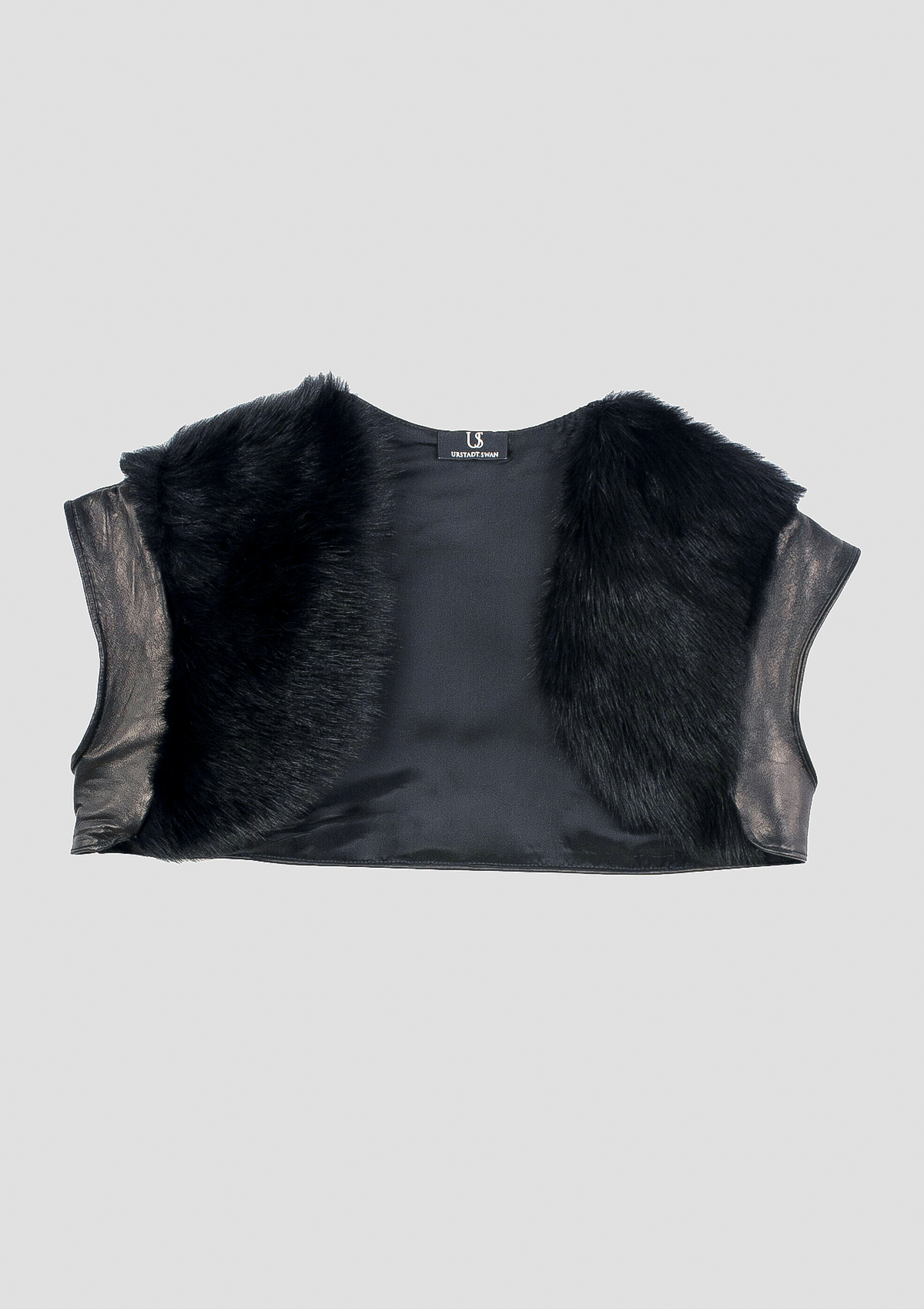 Leather & Shearling Bolero in Black