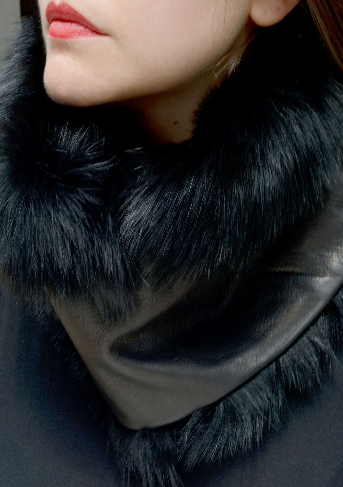 Leather & Faux Fur Neck Warmer