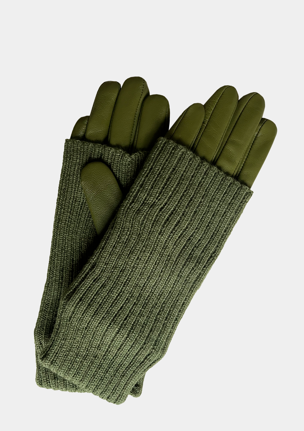 LEATHER AND KNIT PULL THROUGH GLOVES