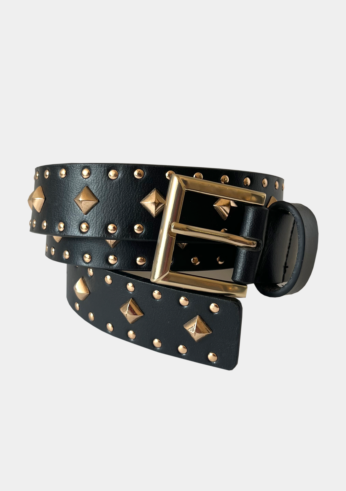 GOLD STUDDED LEATHER BELT