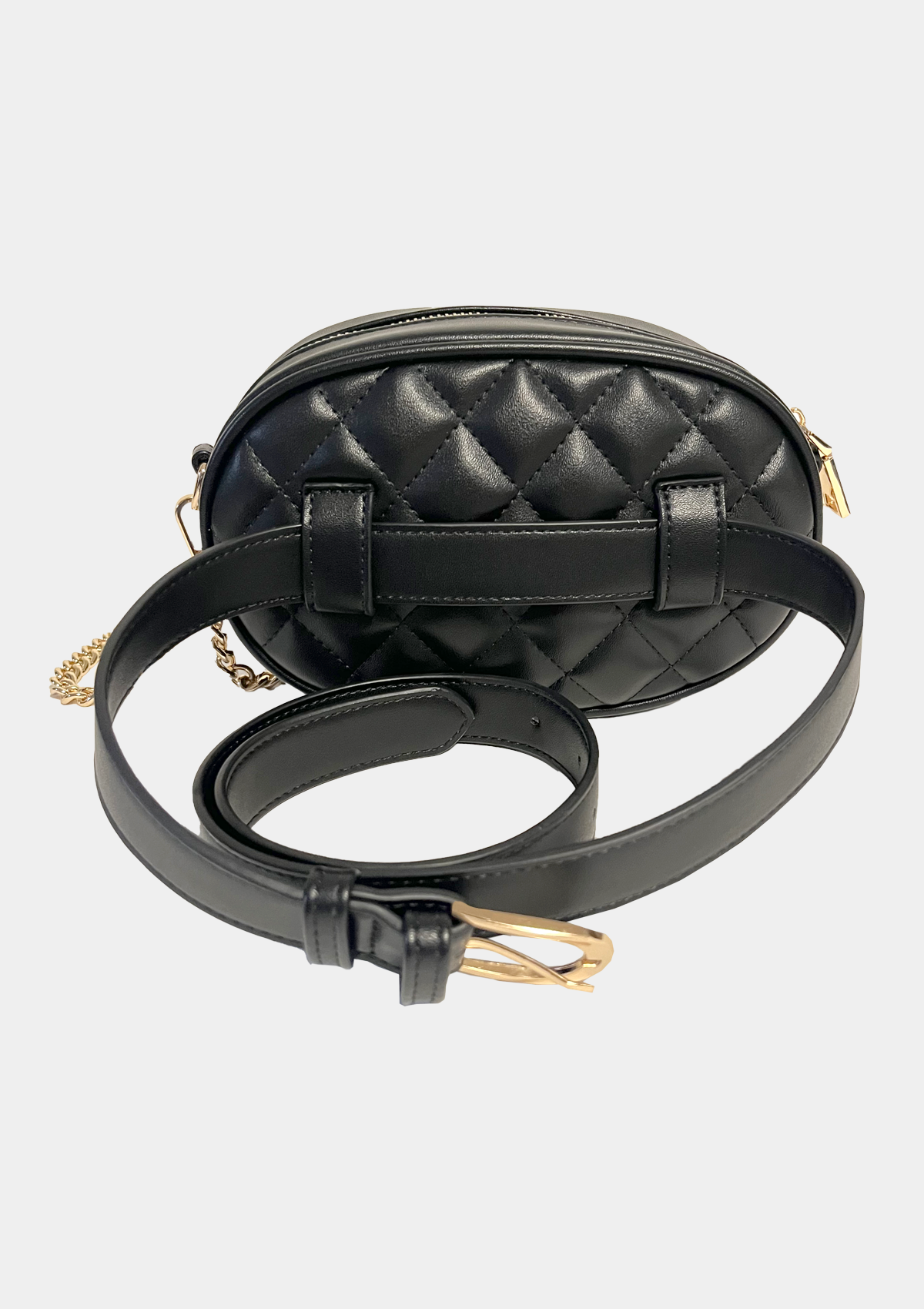 QUILTED LEATHER CROSSBODY CHAIN BELT BAG