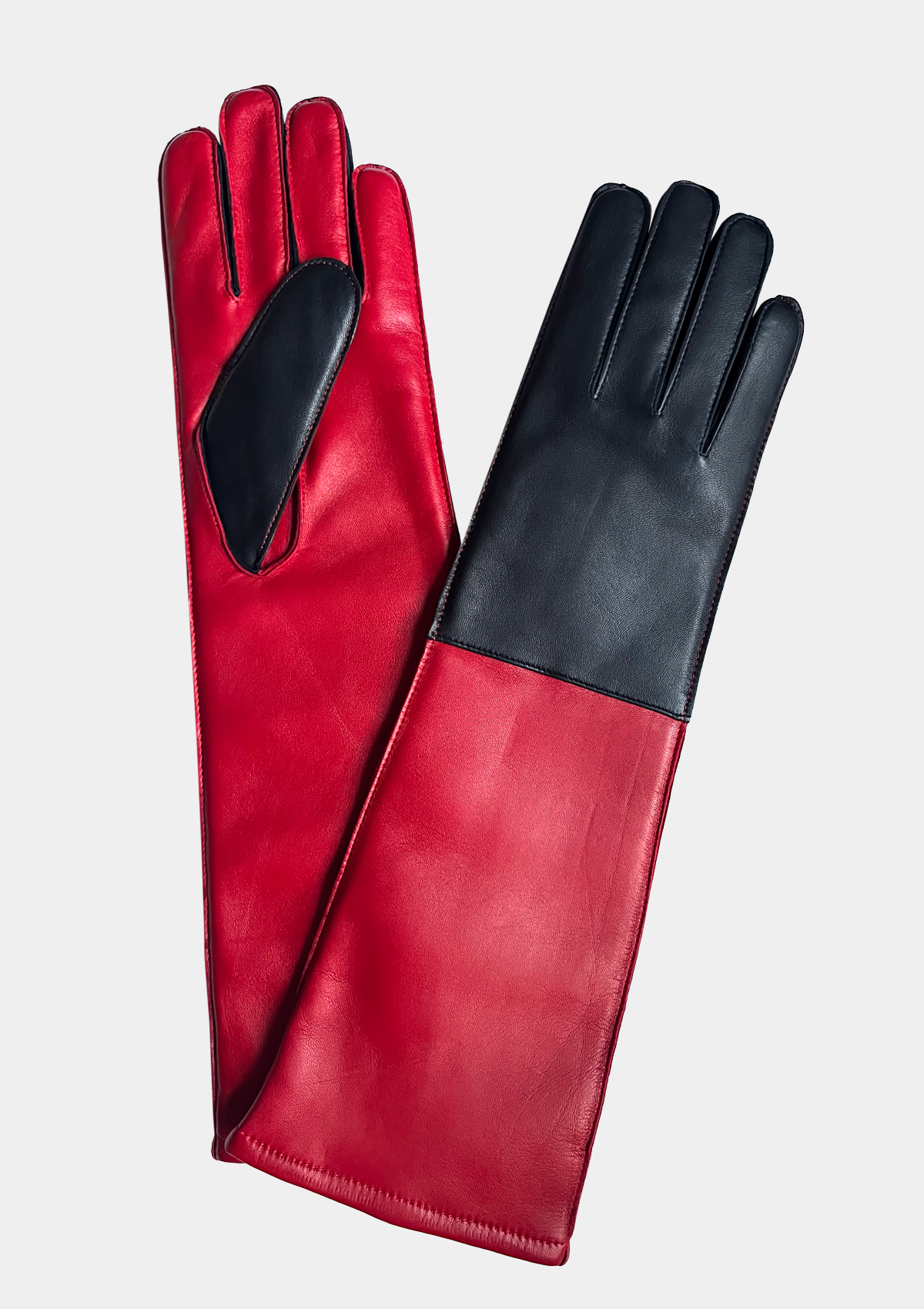 RED AND BLACK COLORBLOCK GLOVES