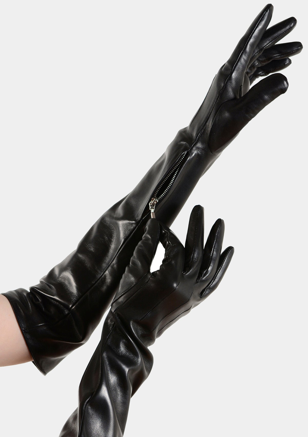 Extra long Opera length Hidden Zipper Leather Stylish Gloves