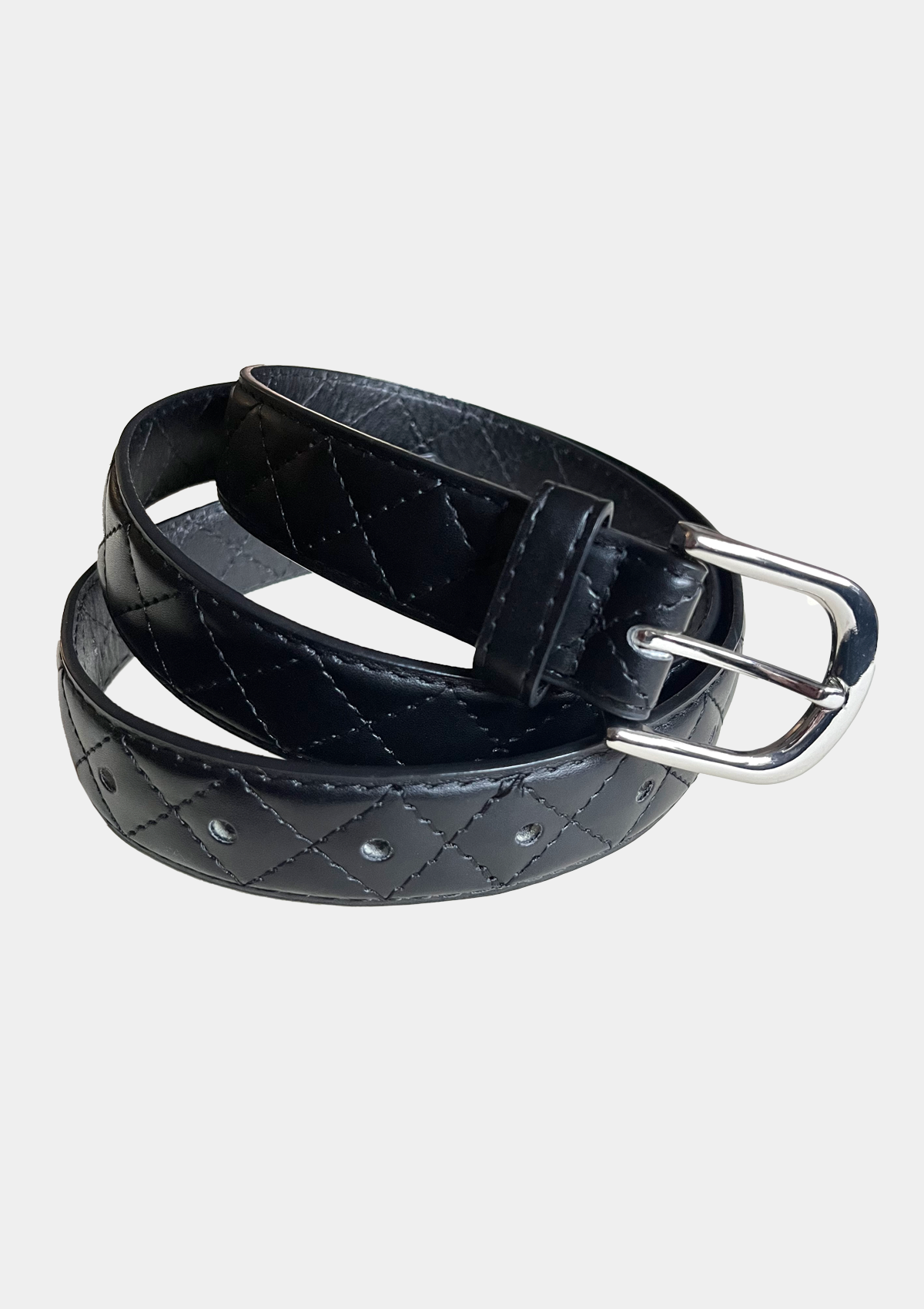 DIAMOND QUILTED LEATHER BELT