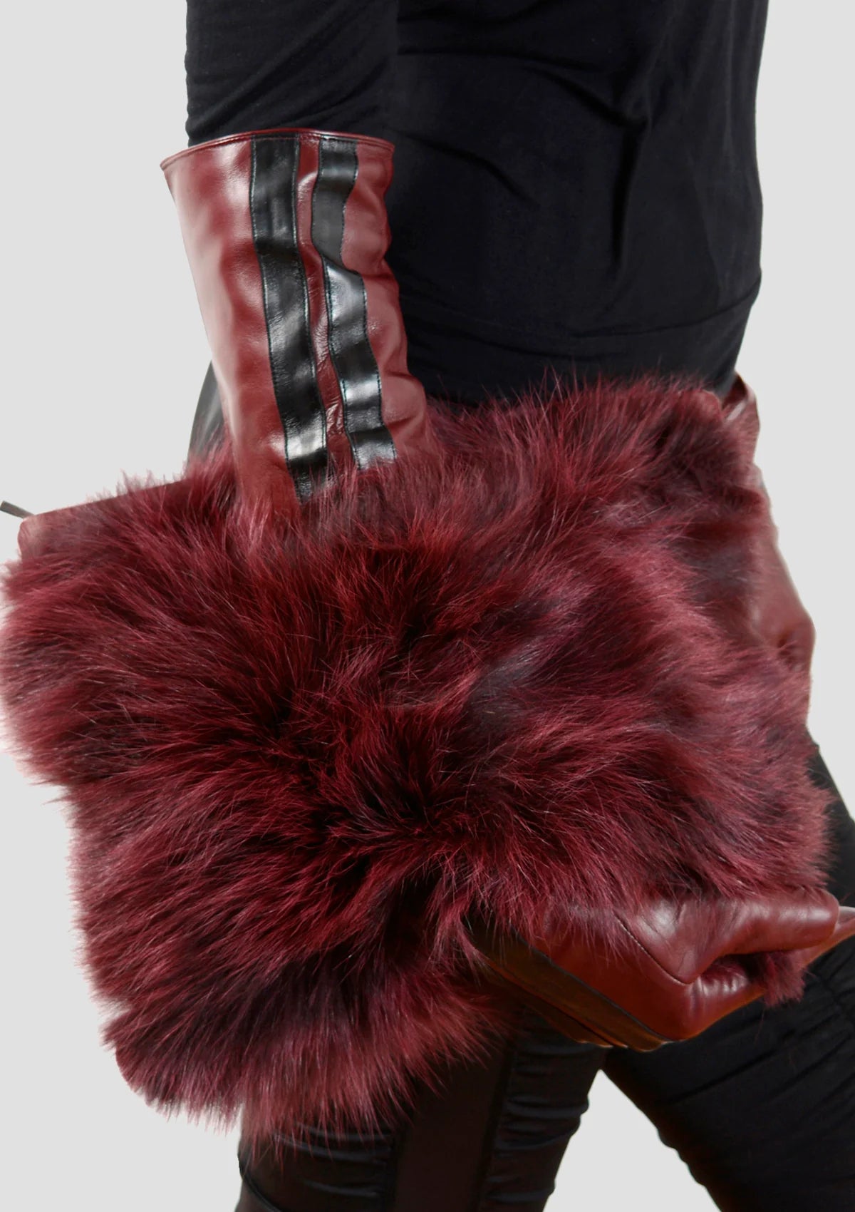 Faux Fur Clutch Bag - Removable Wrist Strap / Black
