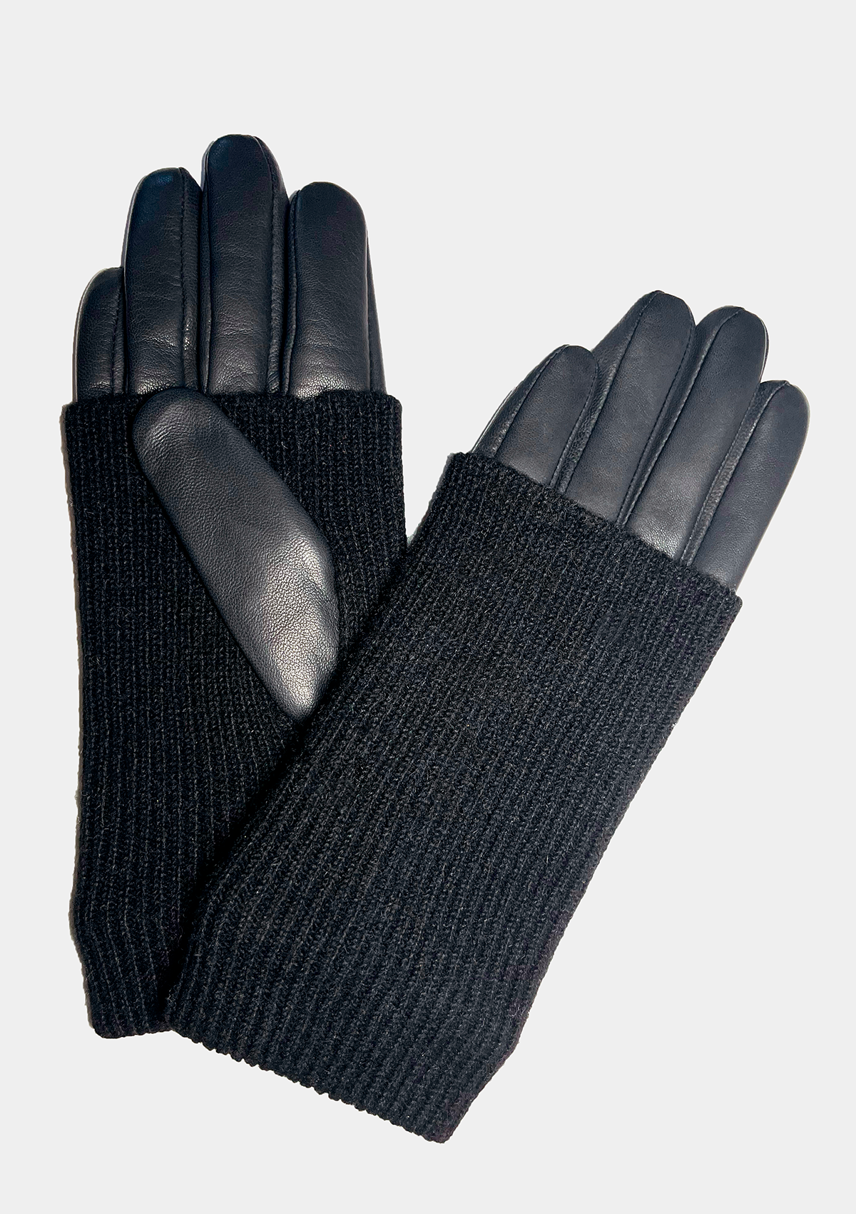Leather and Knit Pullover Gloves
