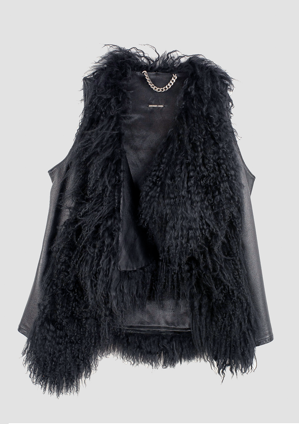 LEATHER AND MONGOLIAN FUR VEST