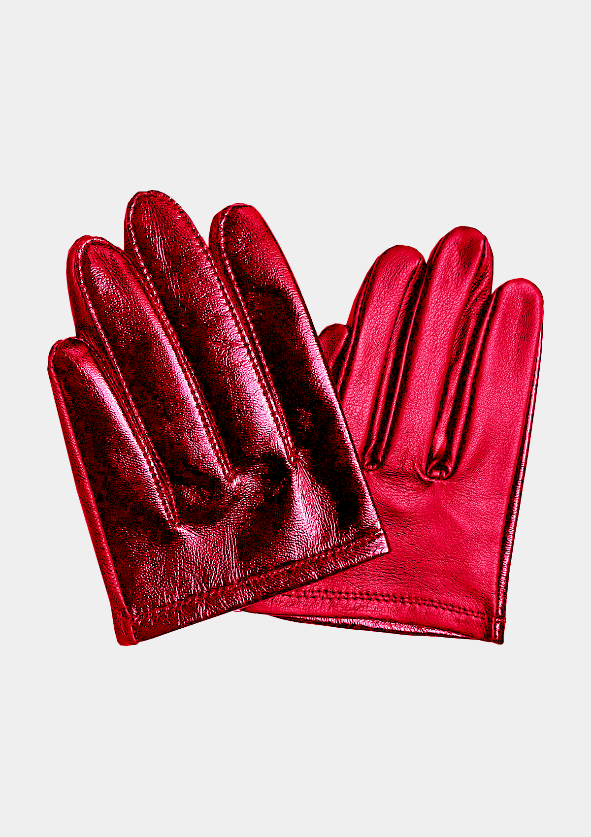 CROPPED FINGER PATENT LEATHER GLOVES