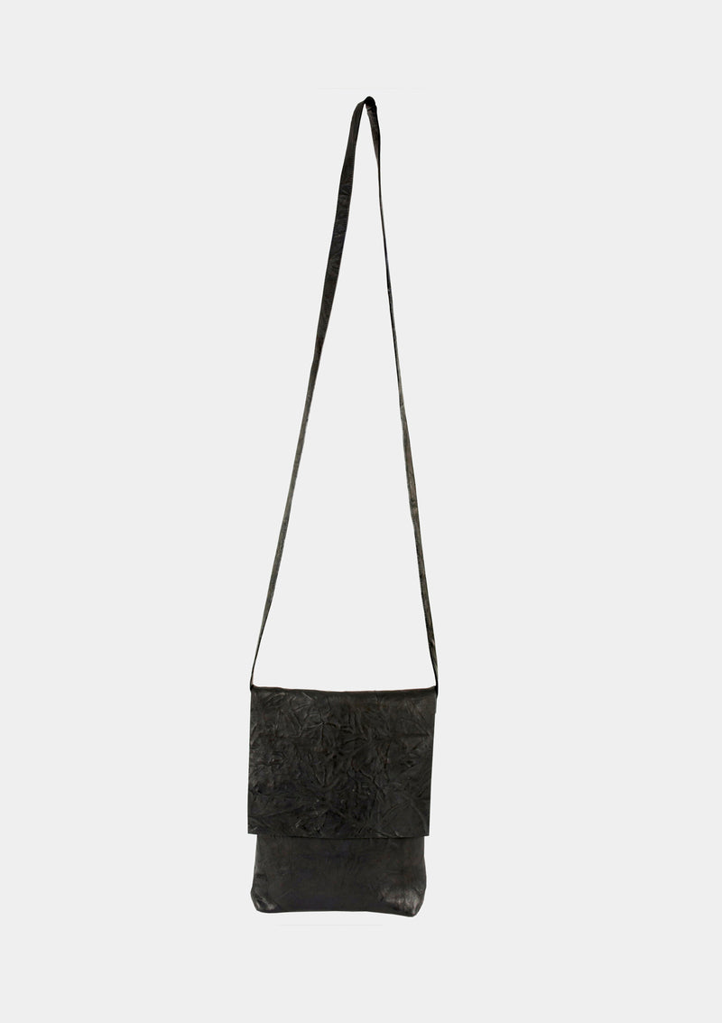 Lulu Unisex Crossbody Leather Bag in Black