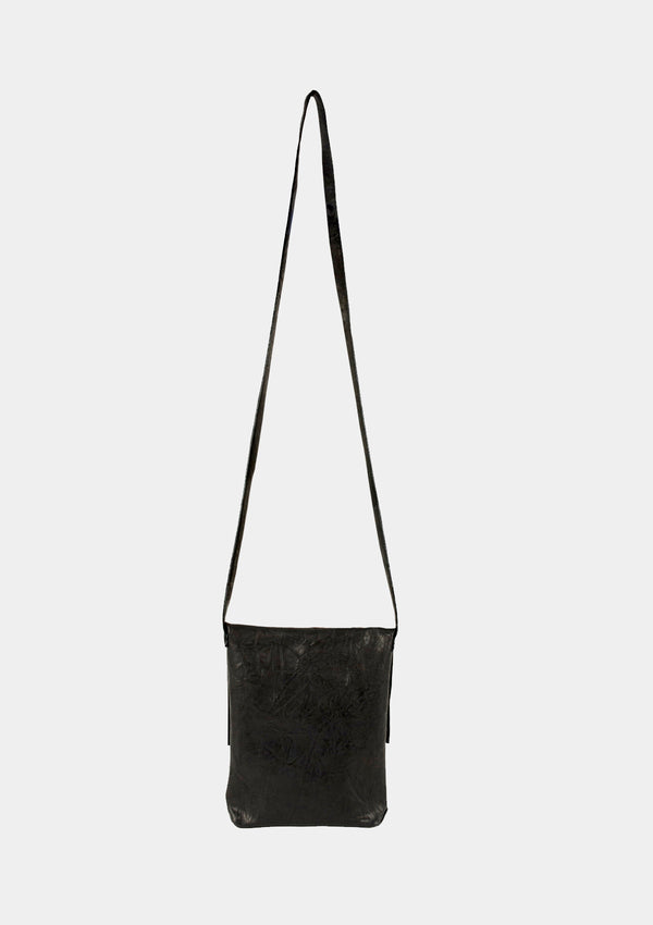 Lulu Unisex Crossbody Leather Bag in Black