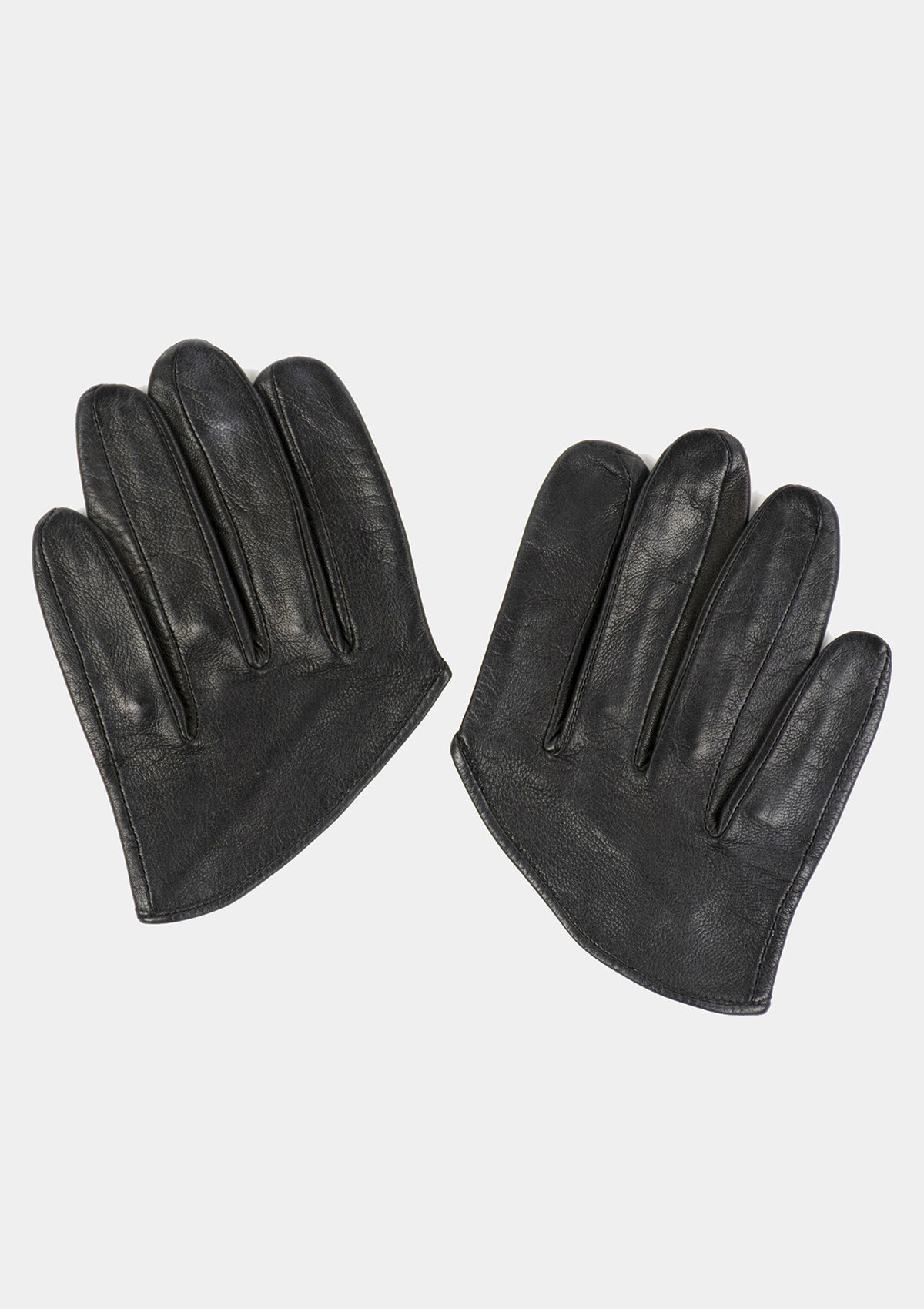 Cropped Finger Gloves Women Black Leather