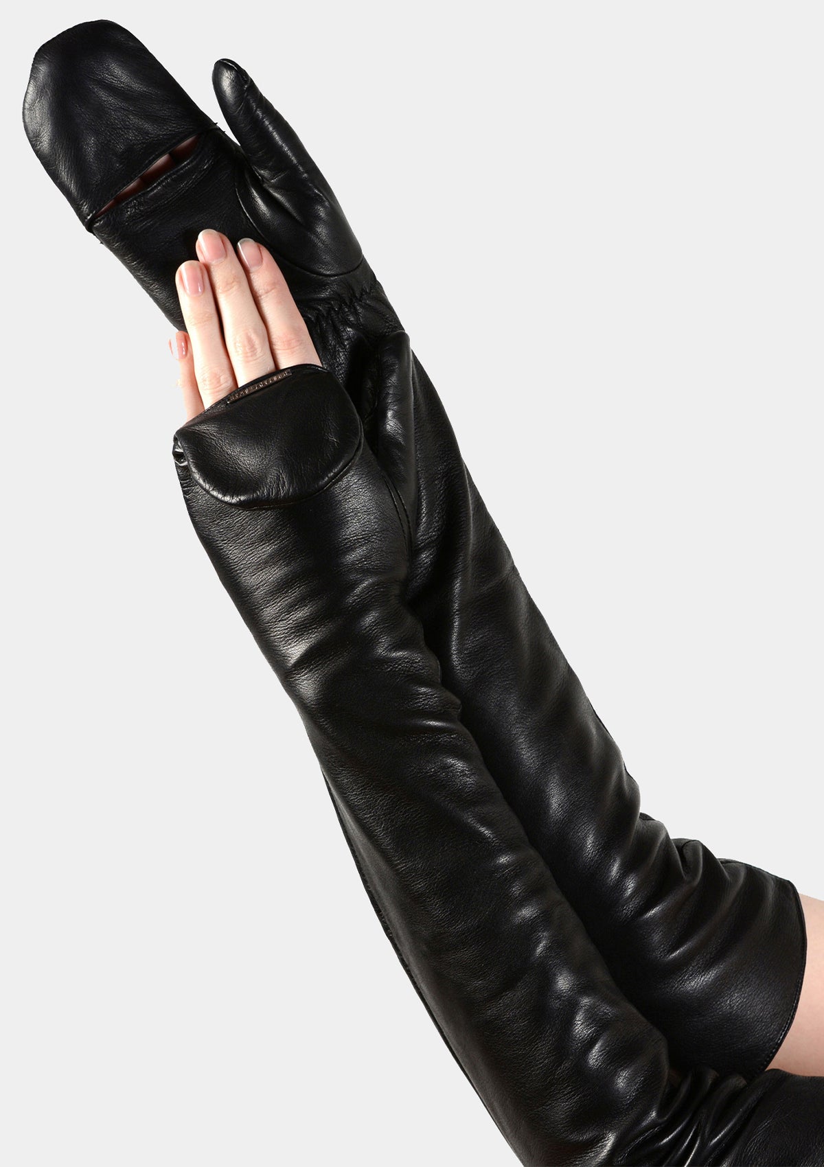 Extra long Opera length Leather Stylish Mittens Gloves