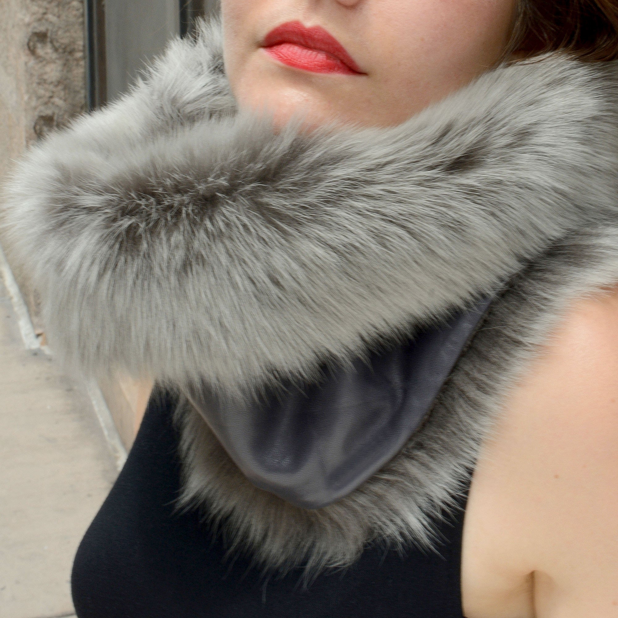 Reversible Leather Fur Scarf fashion accessories