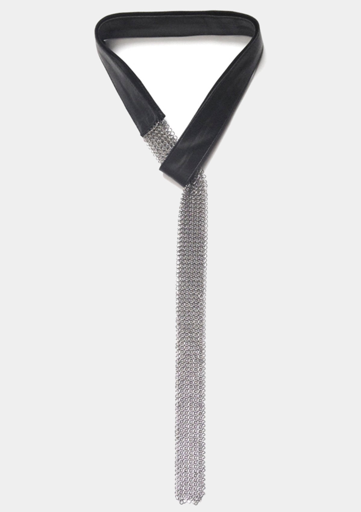 Chain Mesh Leather Necktie wrap