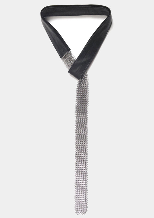 LEATHER AND CHAIN MESH TIE