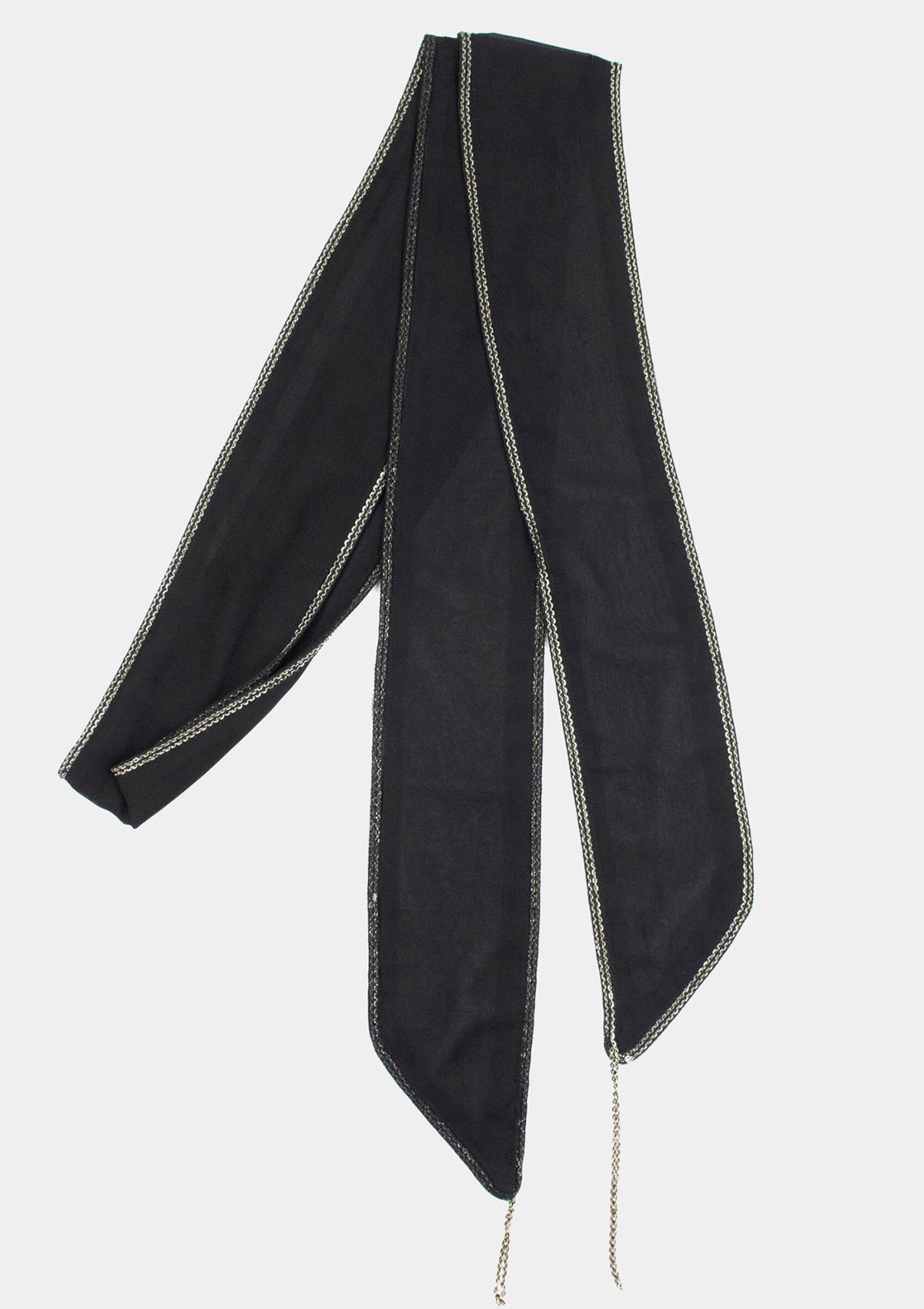 Chain silk leather necktie